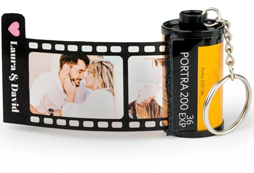 Wanapix | Porte-clés pellicule photo | Porte-clés Personnalisé avec 10 Photos | Porte-clés en forme de Bobine Kodak avec vos Photos | Idée Cadeau Original pour Hommes et Femmes | Photo Black
