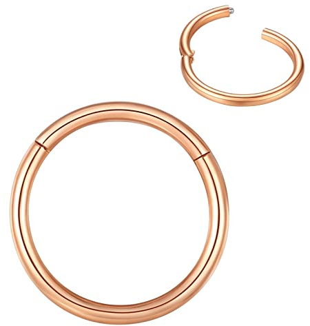 BLESSMYLOVE 1.0mm 7mm Roségold Nasenring Hoop 316L Chirurgenstahl Knorpelohrring Septum Clicker Ring Edelstahl Klappbarer Segmentring Lippenring Conch Daith Helix Rook Tragus Body Piercing Schmuck