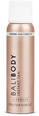 Bali Body Instant Tan Medium-Dark | Skin Perfecting Aerated Spray, Instantly Flawless Airbrushed Bronzed Finish | Soothing for All Skin Types | Vegan, Cruelty Free, Australian Made (97 ml/3.28 fl oz)