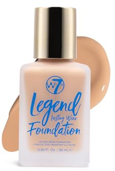 W7 Legend Foundation - Creamy Liquid Foundation for Poreless, Semi-Matte Medium Coverage - 28ml (Soft Tan)