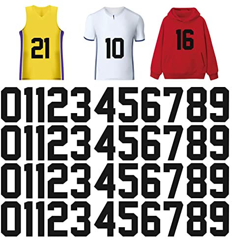 44 Pieces Iron On Numbers, Jersey Heat Transfer Numbers for Sports T Shirts Team Uniform Football Basketball Baseball（Black, 8 Inch）