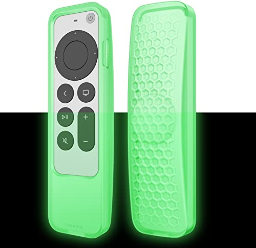 Fintie 2-in-1 Protective Case for 2021 2022 Apple TV Siri Remote and Tag - Lightweight Anti Slip Shockproof Cover for Apple TV 4K / HD Siri Remote Controller (2nd Gen / 3rd Gen), Green Glow