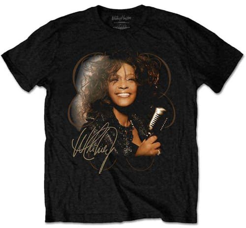 Whitney Houston T Shirt Vintage Mic Photo Official Mens Black M