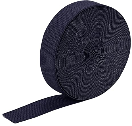 sourcing map 2.5cm Gummiband Breit zum Nähen, 9 Meter Elastic Rubber Band, Breites Gummiband für Hosen, Bund, Stoffe zum Nähen (Dunkelblau)