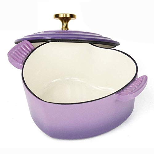 Petite marmite, marmite en fonte avec couvercle, marmite en fonte émaillée, cocotte en forme de cœur 1,9 l casserole en fonte émaillée multifonctionnelle avec couvercle, casserole antiadhésive, rôti à
