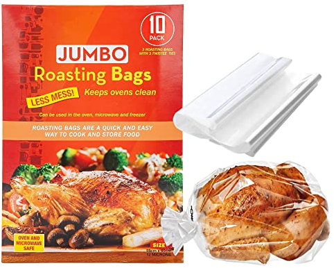 Paquete de 10 bolsas para asar, 25 x 38 cm, ideales para cocinar pollo, verduras, carnes y mariscos, aptas para horno y microondas, mantiene el horno limpio y tu comida jugosa (paquete de 1)