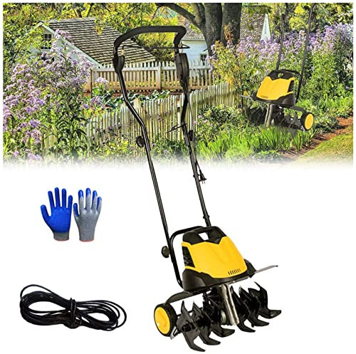 Garden Gear Motozappa elettrica, motocoltivatore, 6 Lame, profondità dissodamento 22 cm, Larghezza aratro 45 cm, motozappa rotativa Pieghevole, per Prato, orto (prolunga 50 m)