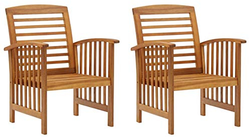 Yolola 2X Gartensessel Gartenstuhl Holz Massivholz Akazie - Balkonstuhl Terrassenstuhl Gartenstühle-Stabiler Stuhl aus Holz für Garten Terrasse Balkon ergonom