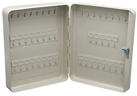 MICEL - 13380 - Armario para almacenaje de llaves, Para colgar en la Pared, Capacidad de 45 llaves, Color gris y beige, 240 x 300 x 75 mm