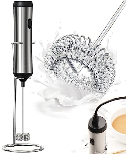 Mousseur à Lait - Mousseur à Lait Électrique Rechargeable en Acier Inoxydable, 15-20s, Puissant 19 000 tr/min, Mini Mousseur à Café pour Latte, Cappuccino, Chocolat Chaud, Noir
