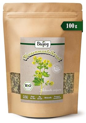 Biojoy BIO Tisana di alchemilla, essiccata, 100 g | Foglie di alchemilla, tisana sfusa, tagliate, Alchemilla vulgaris L.