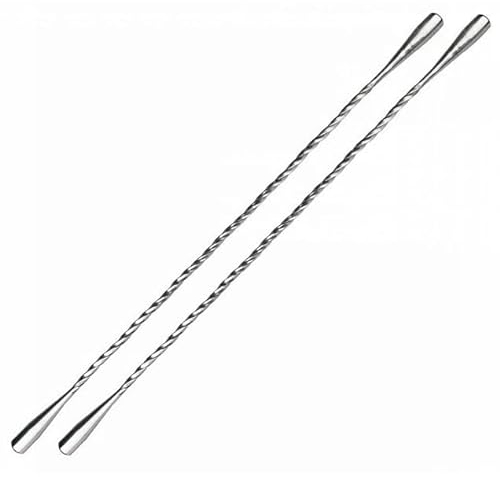 COCKTAIL7 Agitador Cóctel Mezclador Stirrer Teardrop Doble Acero Inoxidable Retorcido 30cm Cuchara Vidrio Mezclador Accesorio de Barman Mixología, SPN-23