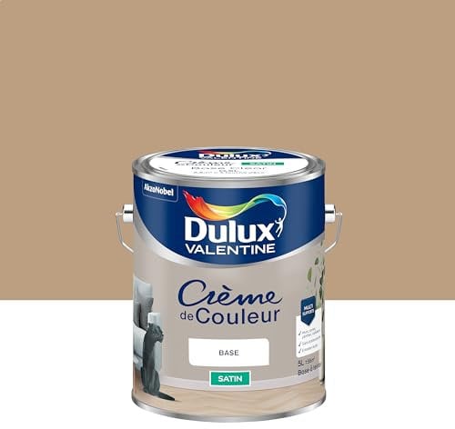 Dulux Valentine Crème de Couleur - Peinture multi-supports intérieure - Satin Moka Latte 5 L