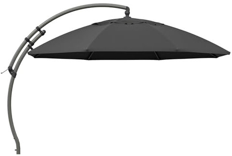 Sun Garden Easy Sun TM Ampelschirm 375 cm | rund | Aluminium Silber | 100% Olefin (ca. 190 g/m²) | 360° drehbar | Öffnung mit Kurbel | Bezug in Anthrazit B057