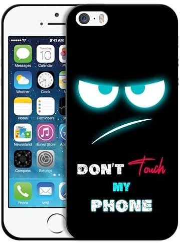 GlamCase for iPhone 5 / 5S / SE 1st Gen, iPhone 5 / 5S / SE 1st Gen Case - Don'T Touch My With Teal Eyes Design Printed Cute Plastic Protective Designer Back Case for iPhone 5 / 5S / SE 2016.