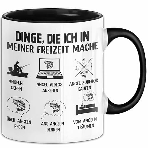 Dinge Die Ich In Meiner Freizeit Mache Angeln Tasse Geschenk Für Angler (Schwarz)