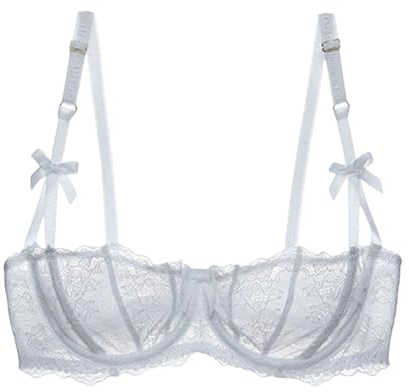 Reggiseno a Balconcino in Pizzo a Rete Sheer Push Up Plus Size Sexy 1/2 Tazze Ferretto Reggiseni sfoderati Reggiseno per Tutti i Giorni