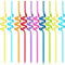 10 Pieces Novelty Silly Straws - Reusable Plastic Curly Party Straws for Kids Birthday, Home Bar, Weddings & Family Reunion