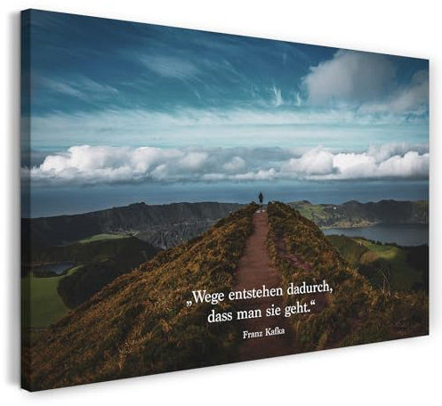 Printistico Leinwandbild (120x80cm) Wege entstehen dadurch, dass man sie geht - Spruch Motivation, echter Holz-Keilrahmen inkl. Aufhänger, handgefertigt in Deutschland