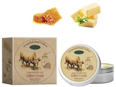 Beef Tallow, Rindertalg für Haut,Talg und Honig creme, Bio-Rindertalgbalsam als Feuchtigkeitscreme für das Gesicht mit rohem Wildhonig als Allzweckbalsam,Natürliche Rindertalglotion zur Hautpflege (1)