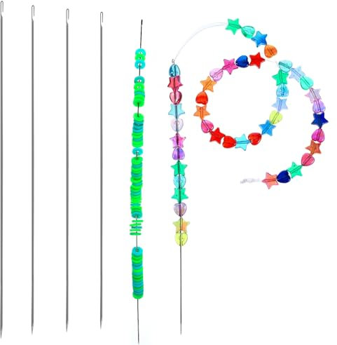 4 Stück Schmuck Nadel Auffädeln Nadel Zum Perlen Auffädeln Perlen Mit Nadel Zum Fäden Basteln Perlennadelset Bead Nadeln Große Auge Perlen Nadel Nadeleinfädler Nähnadeln Stopfnadeln Für Schmuck