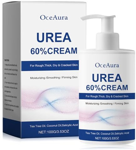 Urea Creme, Urea Creme 60 Prozent, Fußcreme, Reparaturcreme für Füße und Hände, mit Salicylsäure und Teebaum für tiefe Feuchtigkeit, Fußlotion für trockene, rissige Haut ? raue Hornhautfüße