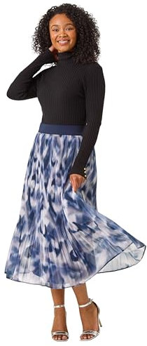 Roman Originals Pleated Skirt for Women UK Ladies Maxi Midi Crinkle Summer Smart Casual Evening Special Occasion Elasticated Waistband Party Holiday Long Crepe - Grey - Size 16