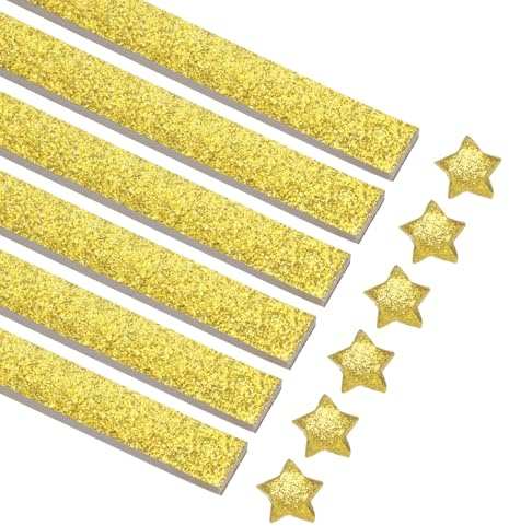 QUARKZMAN 360 Blätter Origami-Papier Glitzer Sterne Gold 0,4 x 9,3 Zoll | Papiere, Falt-Papier, für Anfänger Kunsthandwerk Projekte