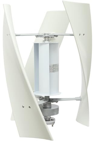 Hanmorfarbi Turbina eolica verticale da 500 W, piccola turbina eolica con ruota ausiliaria, 3 fogli, turbina eolica verticale per ponti, roulotte, barche, alto tasso di conversione (24 V)