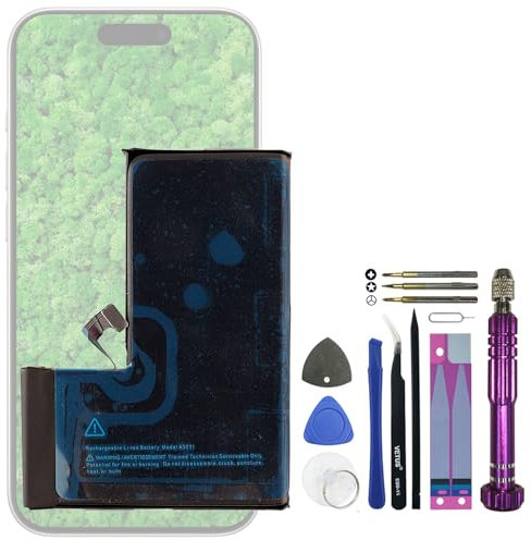 Swark Batteria di ricambio A3011, compatibile con iPhone 15 Pro A2848, A3101, A3102, A3104, con kit di attrezzi di riparazione aggiornato