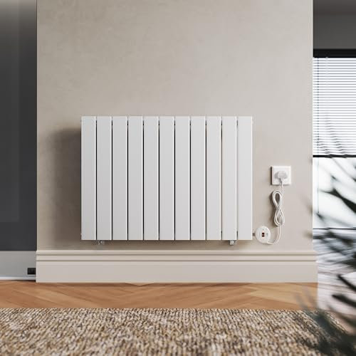 ELEGANT 800W Smart WiFi Thermostatic Electric Radiator, Wall Mounted Designer Panel Heater with 7d/24h Timer & LCD Display, White, 600x832mm