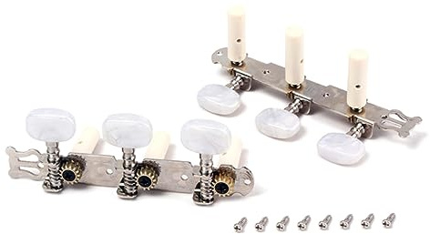Akustikgitarren Mechaniken 3 3 Satz 3r3l Silber, Standard 35mm | Kunststoff und Metall, Ersetzt Alte oder Verschmutzte Wirbel, Rostfrei für Gitarren