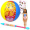Barbie Pool Set for Girls - 3 Pc Water Toys Bundle with Inflatable Beach Ball, Water Blaster, Doll, and Stickers | Barbie Pool and Beach Gift Set for Kids