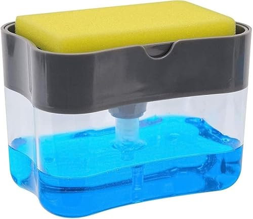 PARENCE.- Distributeur de Liquide Vaisselle avec Éponge Intégrée – Grande Capacité, Facile d’Utilisation, Pratique, Organiseur Évier Tout-en-Un, Design Compact pour Cuisine