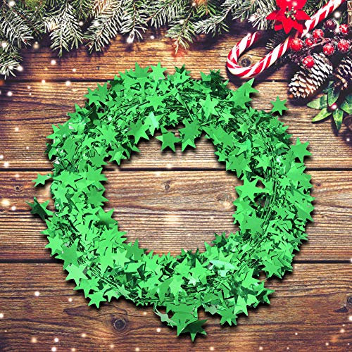 Star WIRE GARLAND - Ghirlanda di tinsel stella brillante, 7,5 m, decorazione per albero di Natale con filo di ferro e orpelo, 6 colori, per decorazioni fai da te di Natale e decorazioni di nozze per