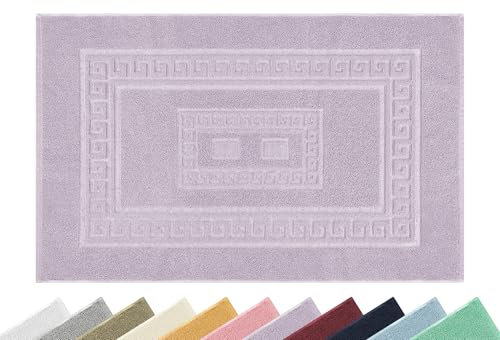 IlGruppone Tappeto Bagno Assorbente in Spugna Varie Misure da Scendidoccia A Tappeto Grande Lavorazione Jacquard Tinta Unita Ricamo Cornice Lavabile Lavatrice - Lilla - TappetoBagno60x90
