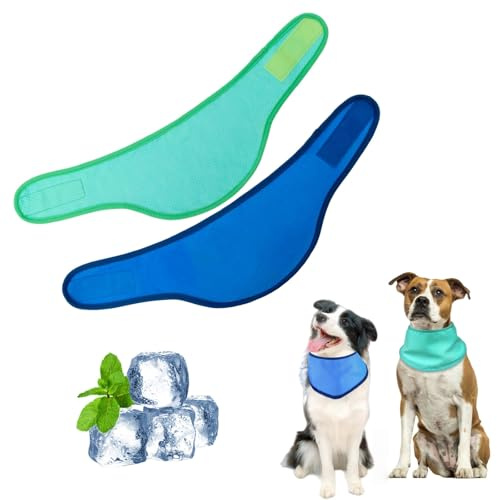 2Pcs Dog Cooling Bandana, Adjustable Breathable Ice Collar Scarf Breathable Pet Collar for dogs Instant Cooling Neck Wraps Ice Scarf for Small Medium Dog Cat for All (G)