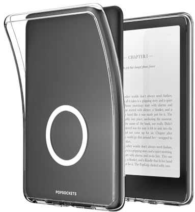 PopSockets Kindle Paperwhite Case (12th Gen, 7”, 2024/25), Signature Edition & Colorsoft – Slim Protective Cover with Built-in MagSafe-Compatible Ring for MagSafe PopGrip, E-Reader Accessory - Clear