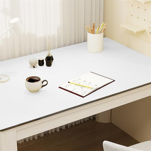 Liveinu Schreibtischunterlage 60x140cm, PU Leder Mauspad, Rutschfeste Tischunterlage Schreibunterlage, Multifunktionales Schreibtisch Zubehör für Büro Zuhause, Weiß
