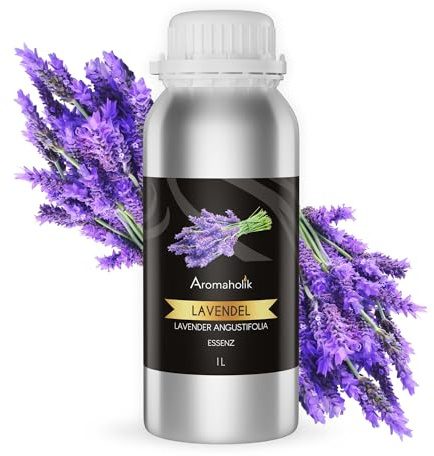 Premium reines natürliches Lavendelöl – 100 % pures ätherisches Öl, BIO, organisch – zur Herstellung ätherischer Öle, Kerzen, Seifen, DIY – Lavender Essence 1L, Aromaholik
