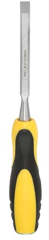 sourcing map Steel Wood Chisel 10mm / 3/8 Blade Wood Working Flat Tip Chisel Woodworking Hand Tool with Non-Slip Plastic Handle for Carpentry Carving DIY Projects, Yellow-Black