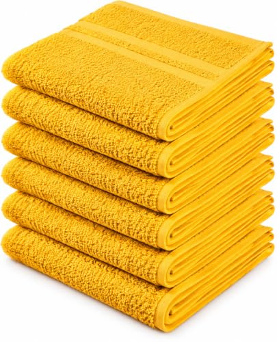 Clinotest 6er Luxus Handtücher-Set 50x100cm – 100% Baumwolle, Hotelqualität, 450g/m² – Weich, Hohe Saugfähigkeit, Langlebig, Schnelltrocknend, Perfekt für Spa, Badezimmer & Hotels, Gelb