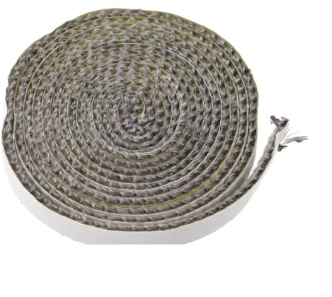 Schwarzes Fiberglas-Ofendichtungsseil 10 mm Breite x 3 mm Dicke für Kamin, Glastür und Kamin, hitzebeständige Dichtschnur (10 mm)