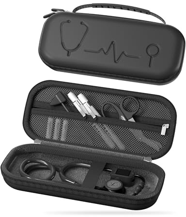 ProCase Stethoskop Tasche für Medi-Inn/3M Littmann/MDF/SCIAN, Stethoskopetui passend für 3M Littmann Classic III Stethoskop Medizinische Aufbewahrungstasche für Pflegeschulausrüstung -Schwarz