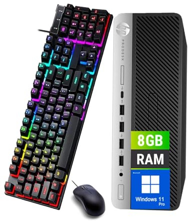 HP ProDesk 600 G3 SFF PC Ordinateur de Bureau, Intel Core i5-7500 3.4GHz, 8 Go RAM, HDD 500 Go, HDMI, Clavier QWERTY, Souris, USB WiFi, Windows 11 Pro (reconditionné)