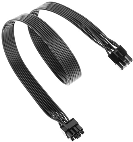 QWORK® Câble d'alimentation GPU 60cm, adaptateur 8 broches EPS vers 6+2 broches PCIe, câble de remplacement pour carte graphique noir, pour PC gaming et stations de travail