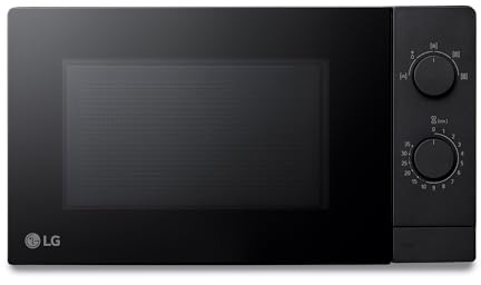 LG - MS2082F Microondas, 20 Litros, 700W, Negro, 44.5x25.8x34.5 cm, Control Mecánico, 5 Niveles de Potencia
