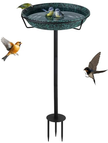 DBREAKS Bain d'oiseaux Abreuvoir Oiseaux Exterieur, 30 × 82 cm, Robust Fontaine pour Oiseaux pour Oiseaux Sauvages, Décoration pour Jardin (Vert)