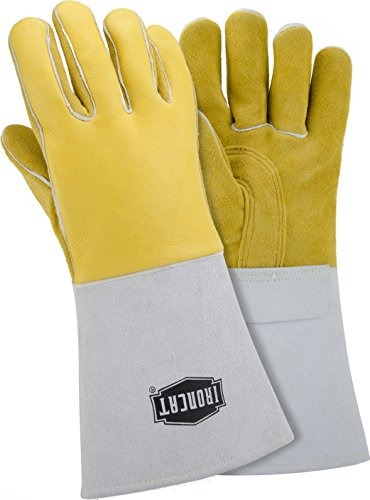 IRONCAT 9060 Premium Elk Leather Welding Gloves – Medium Cow Split Gauntlet Cuff with Kevlar Thread Stitch