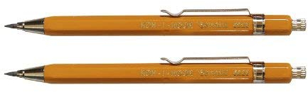 KOH-I-NOOR Druckbleistift Metall Fallbleistifte kurz 2er Set 2mm Mine - Farbe: Gelb